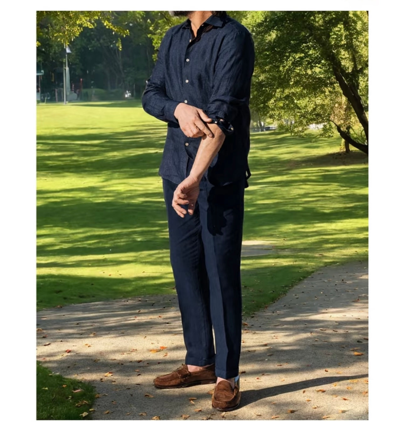 Navy Linen Shirt