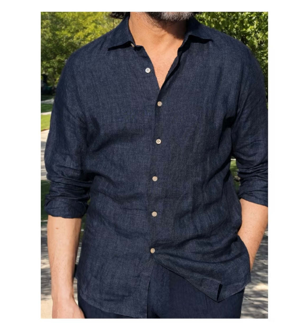 Navy Linen Shirt
