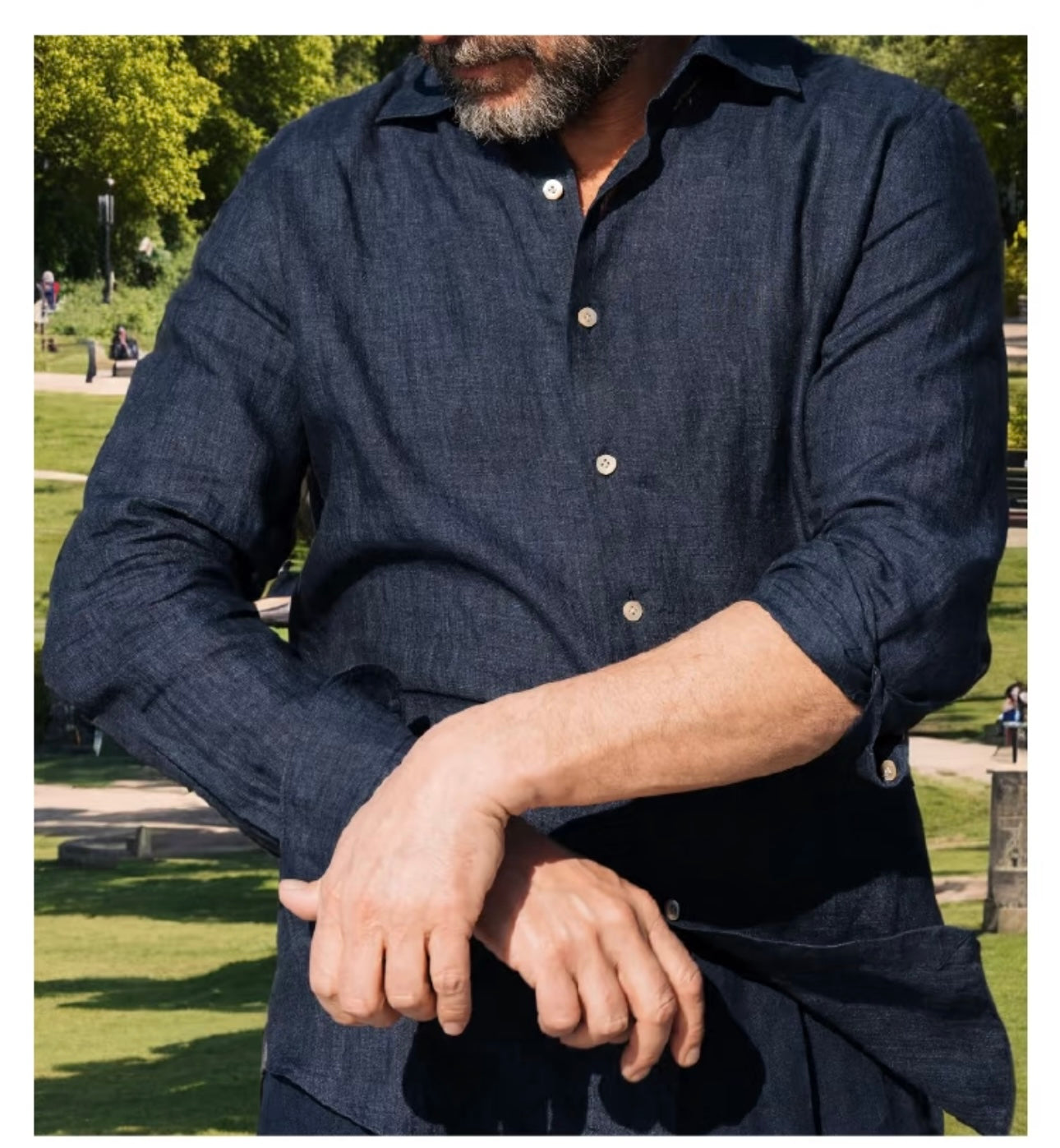 Navy Linen Shirt