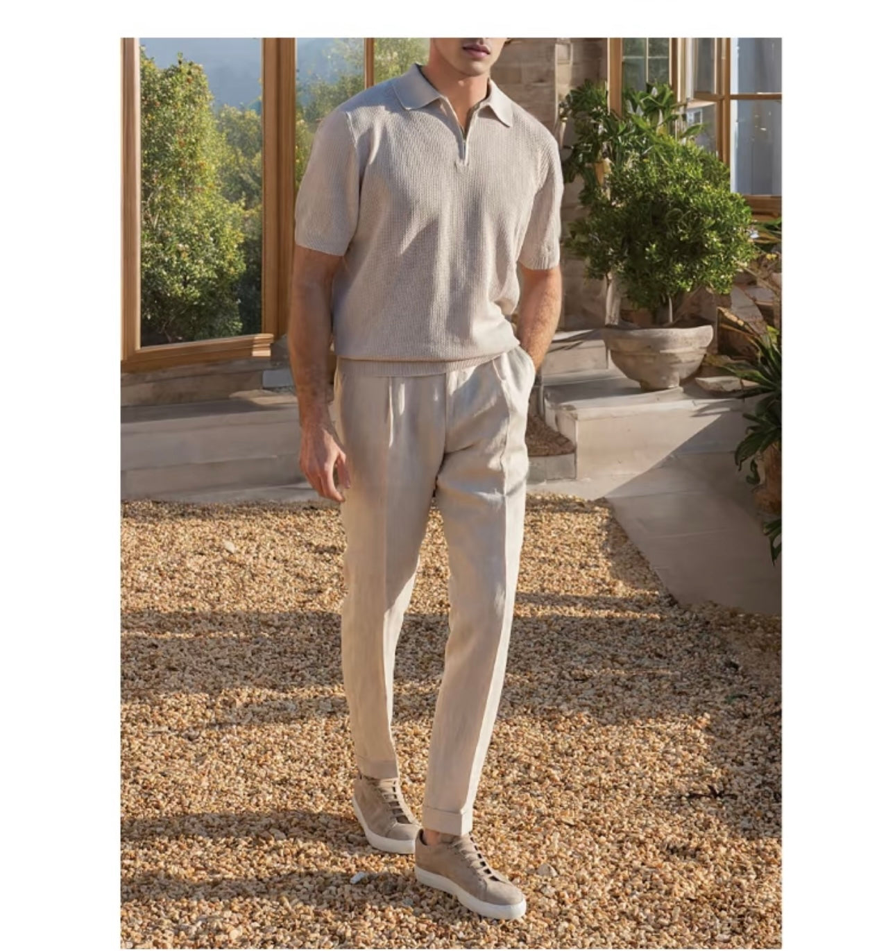 Light Beige Naples Linen Italian Trousers