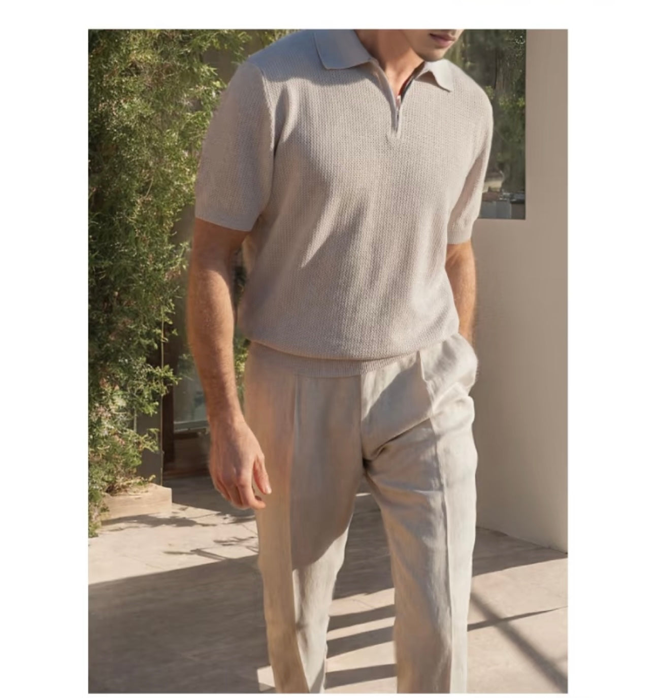Light Beige Naples Linen Italian Trousers