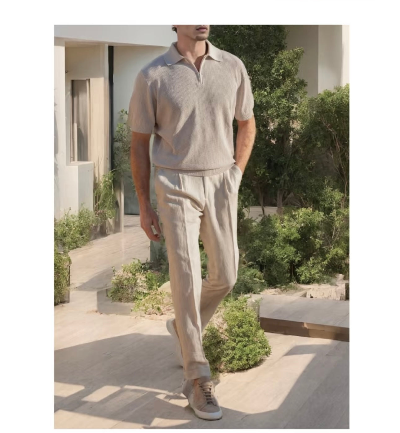 Light Beige Naples Linen Italian Trousers