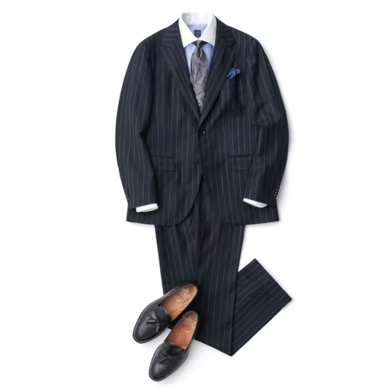 Navy Striped Wool Suit