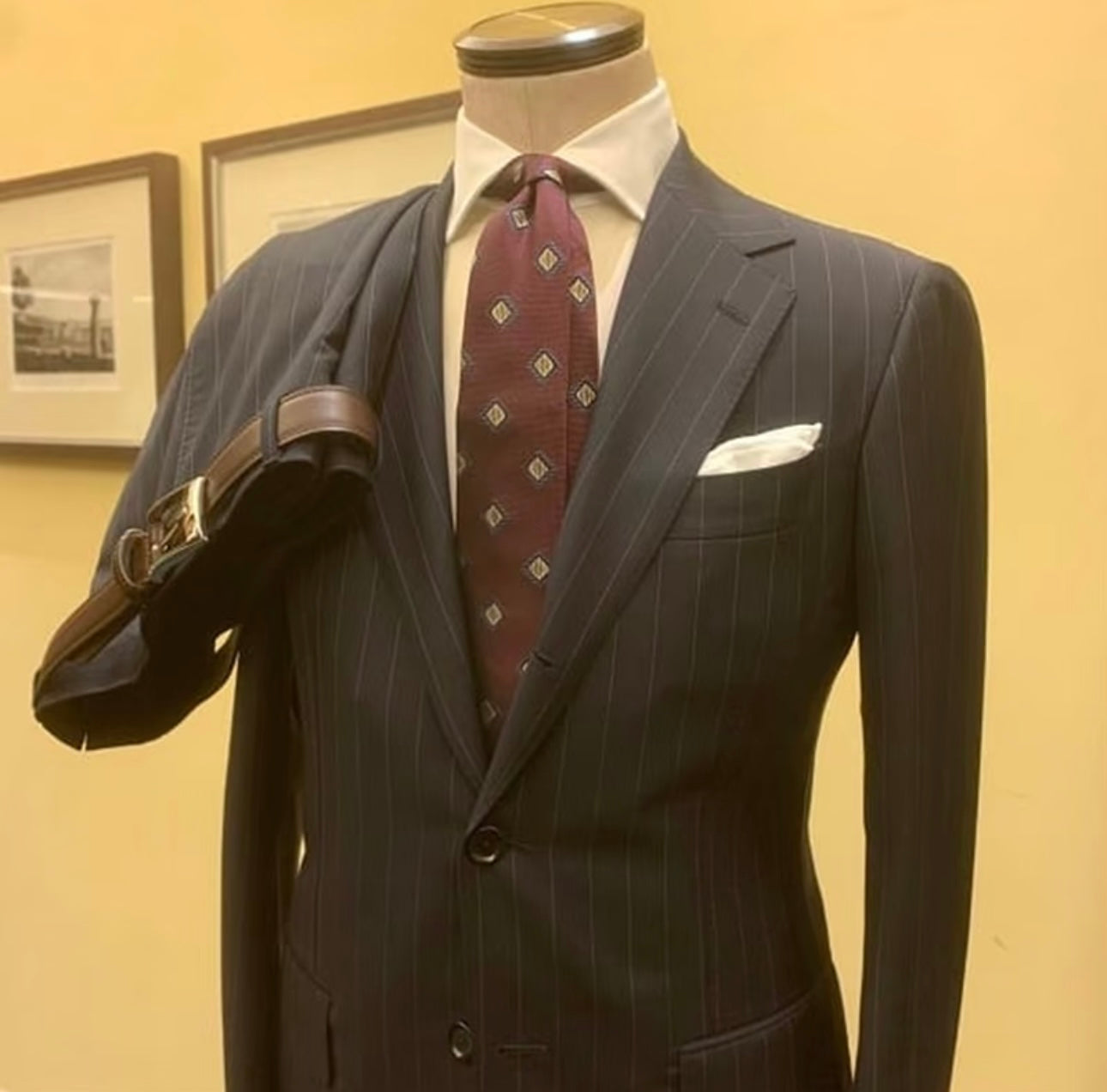 Navy Striped Wool Suit