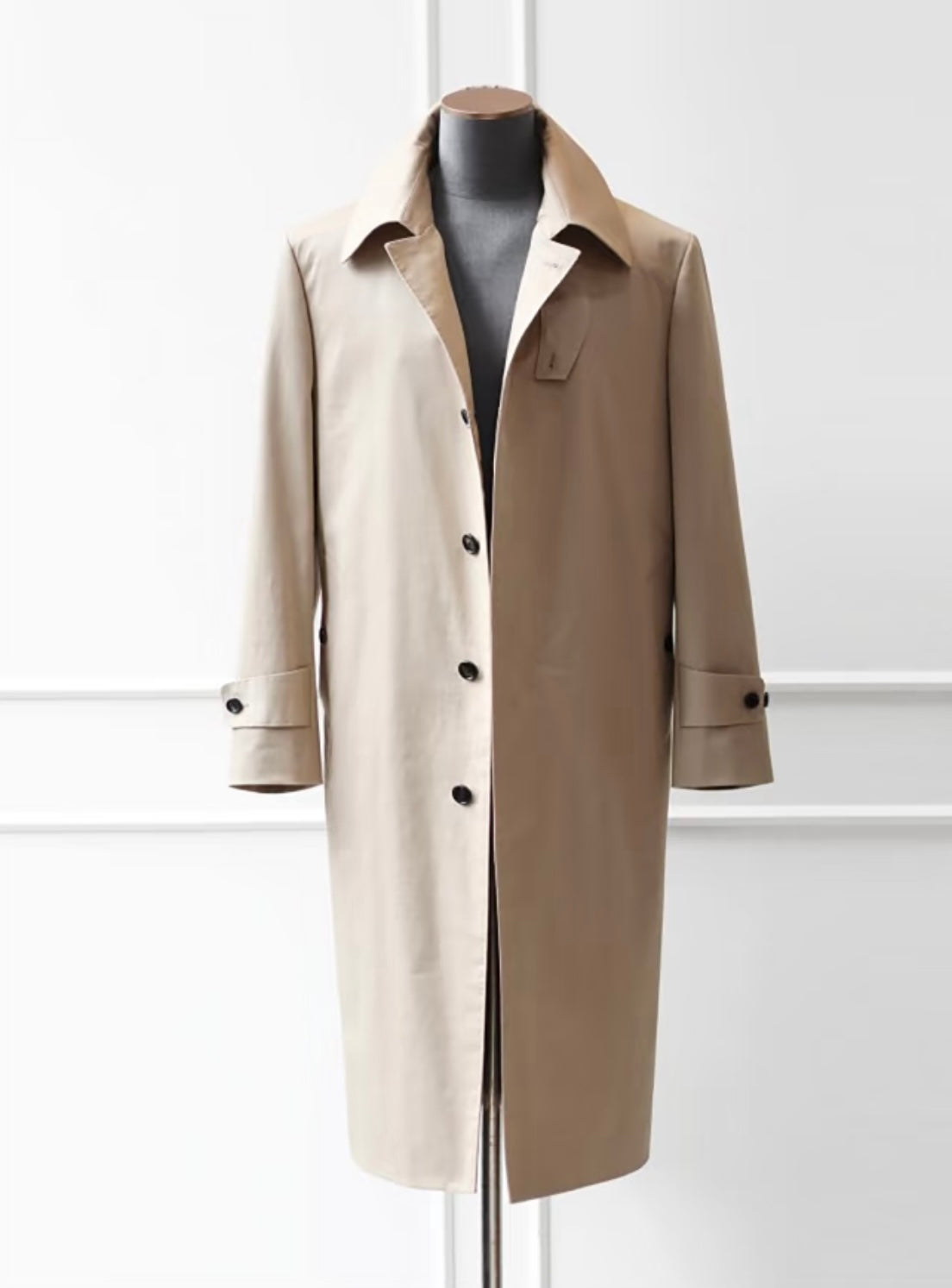 Balmacaan Khaki Cotton Coat
