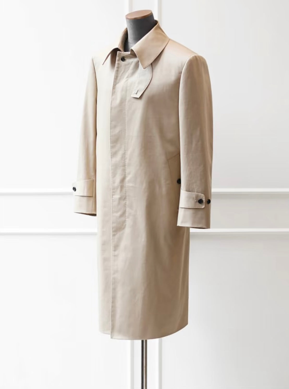 Balmacaan Khaki Cotton Coat