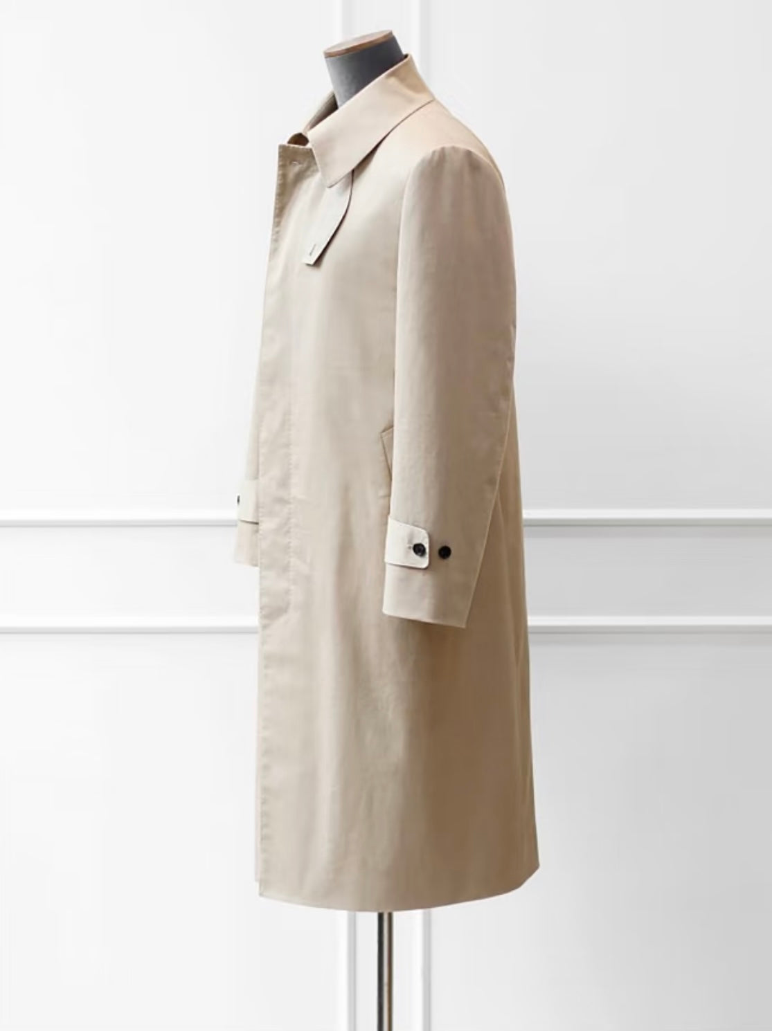 Balmacaan Khaki Cotton Coat
