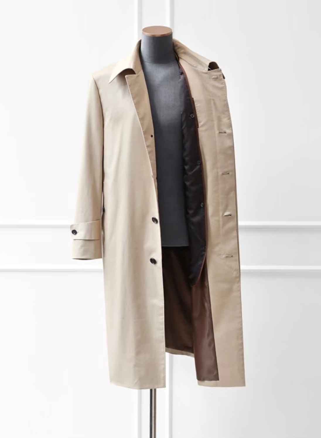 Balmacaan Khaki Cotton Coat