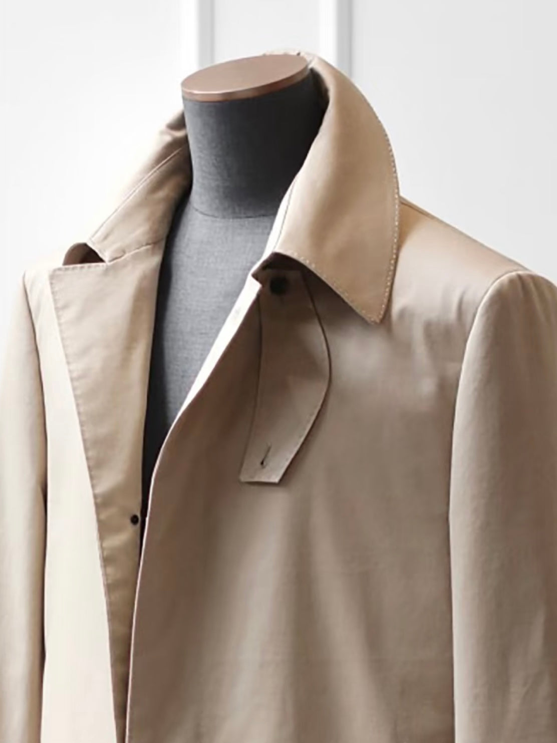 Balmacaan Khaki Cotton Coat