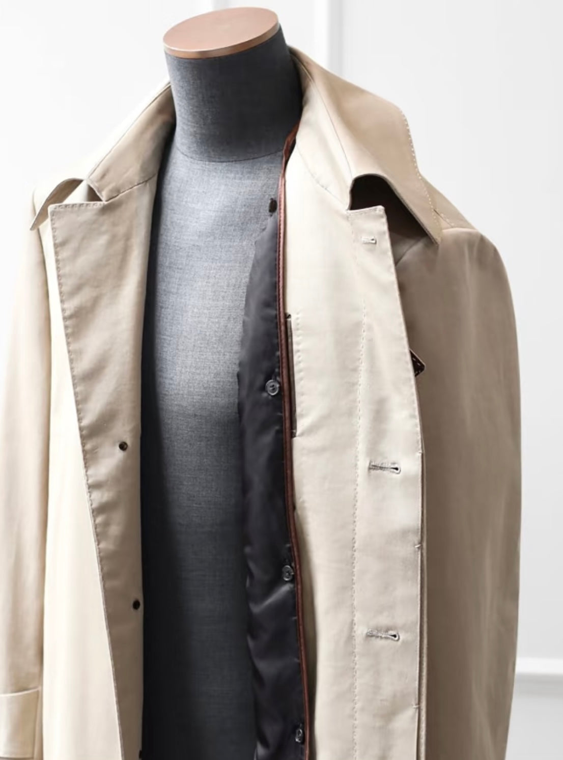 Balmacaan Khaki Cotton Coat