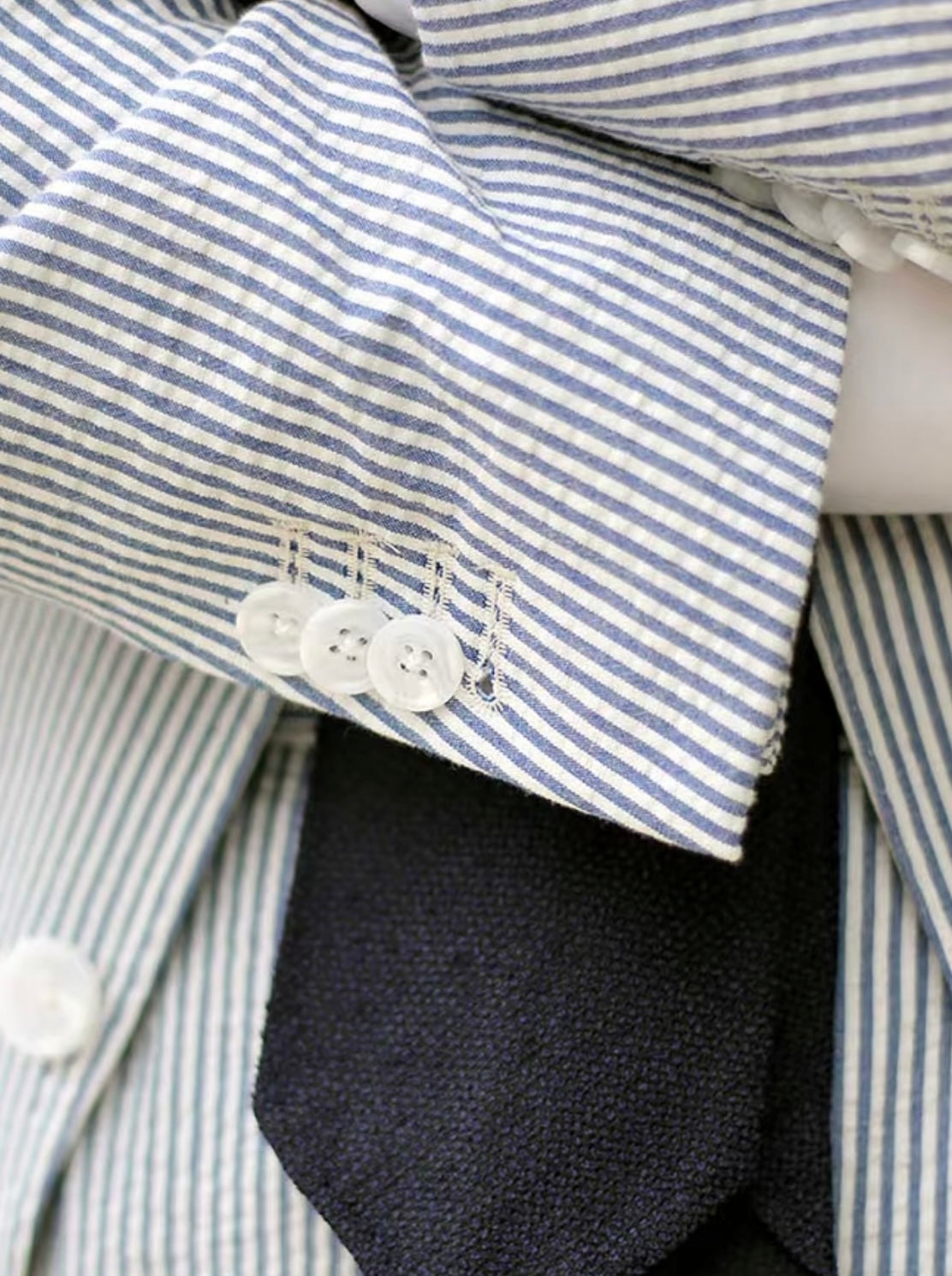 Blue And White Striped Seersucker Blazer