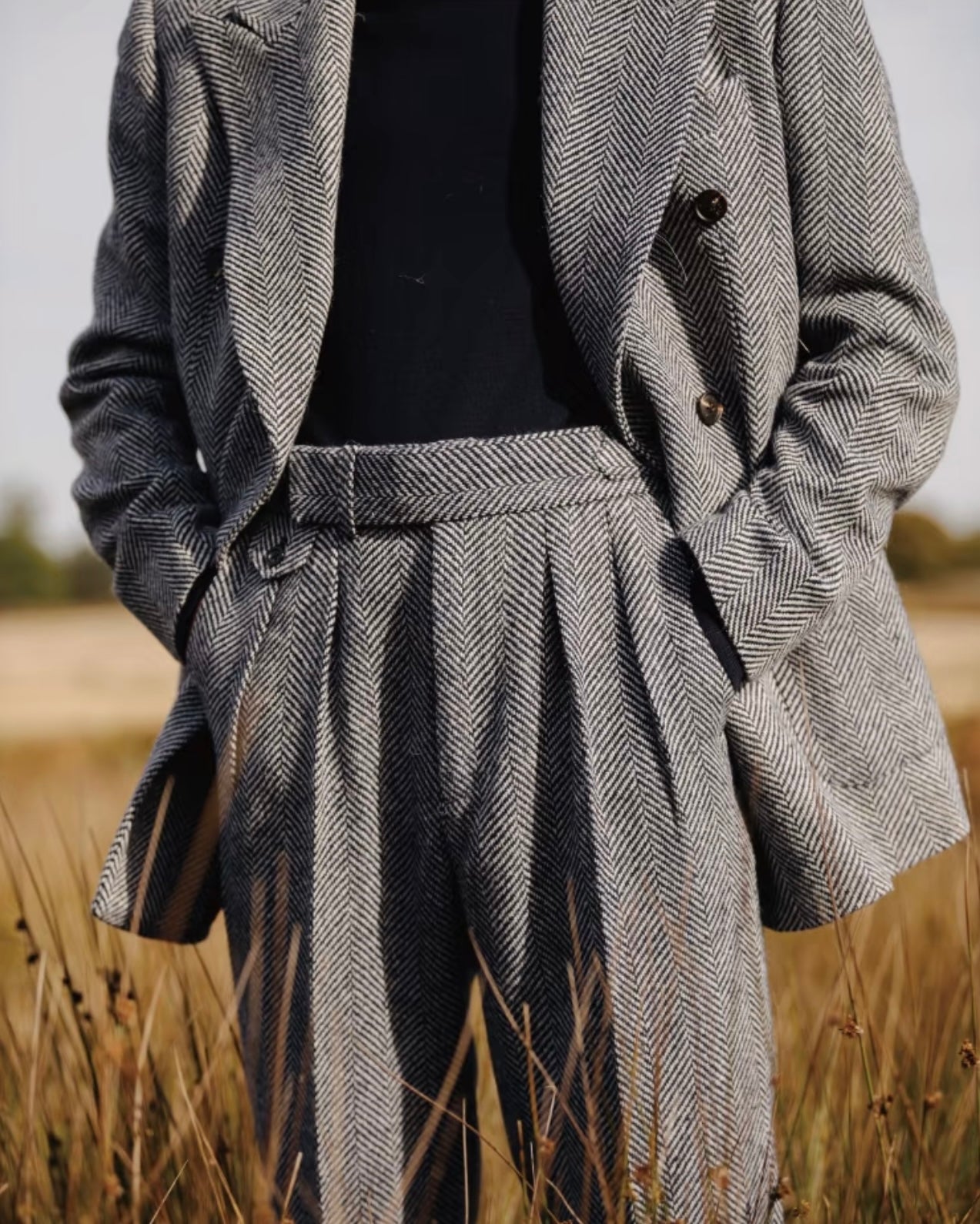 Wool Herringbone Trousers