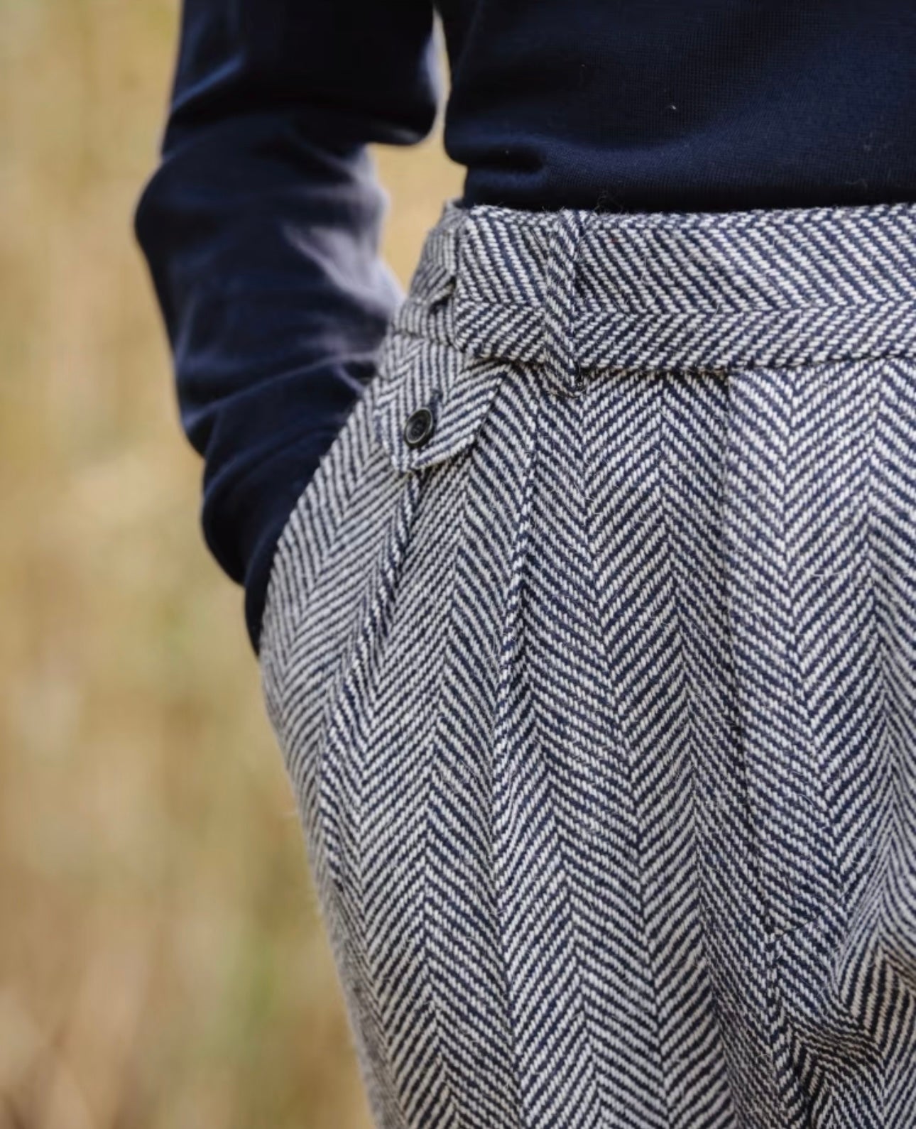 Wool Herringbone Trousers