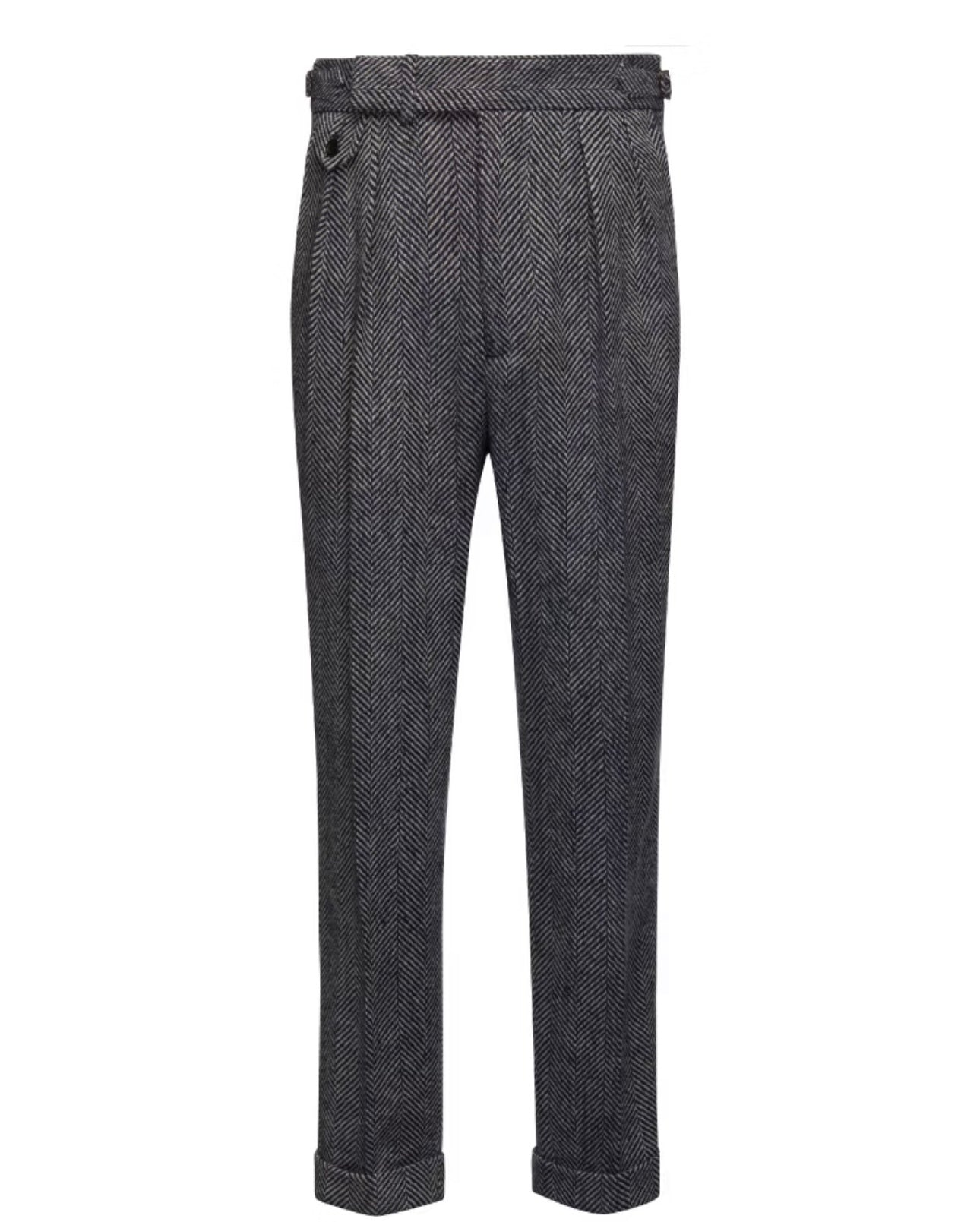 Wool Herringbone Trousers