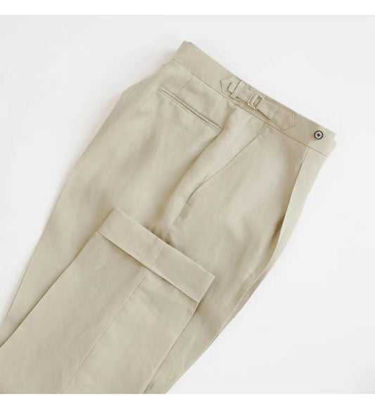 Light Beige Naples Linen Italian Trousers