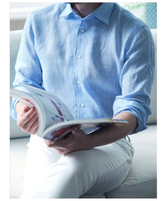 Light Blue Washed Linen Shirt