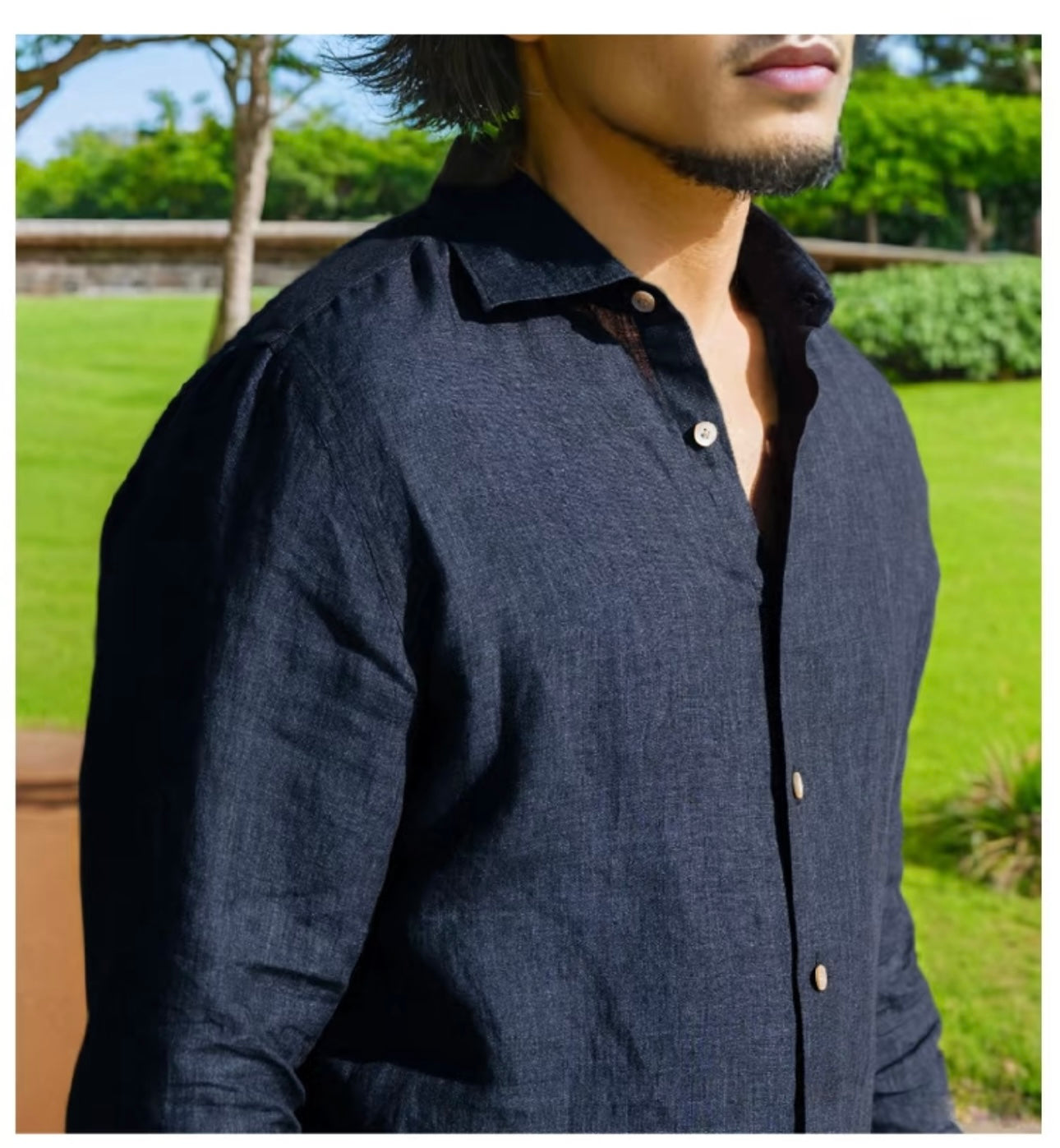 Navy Linen Shirt