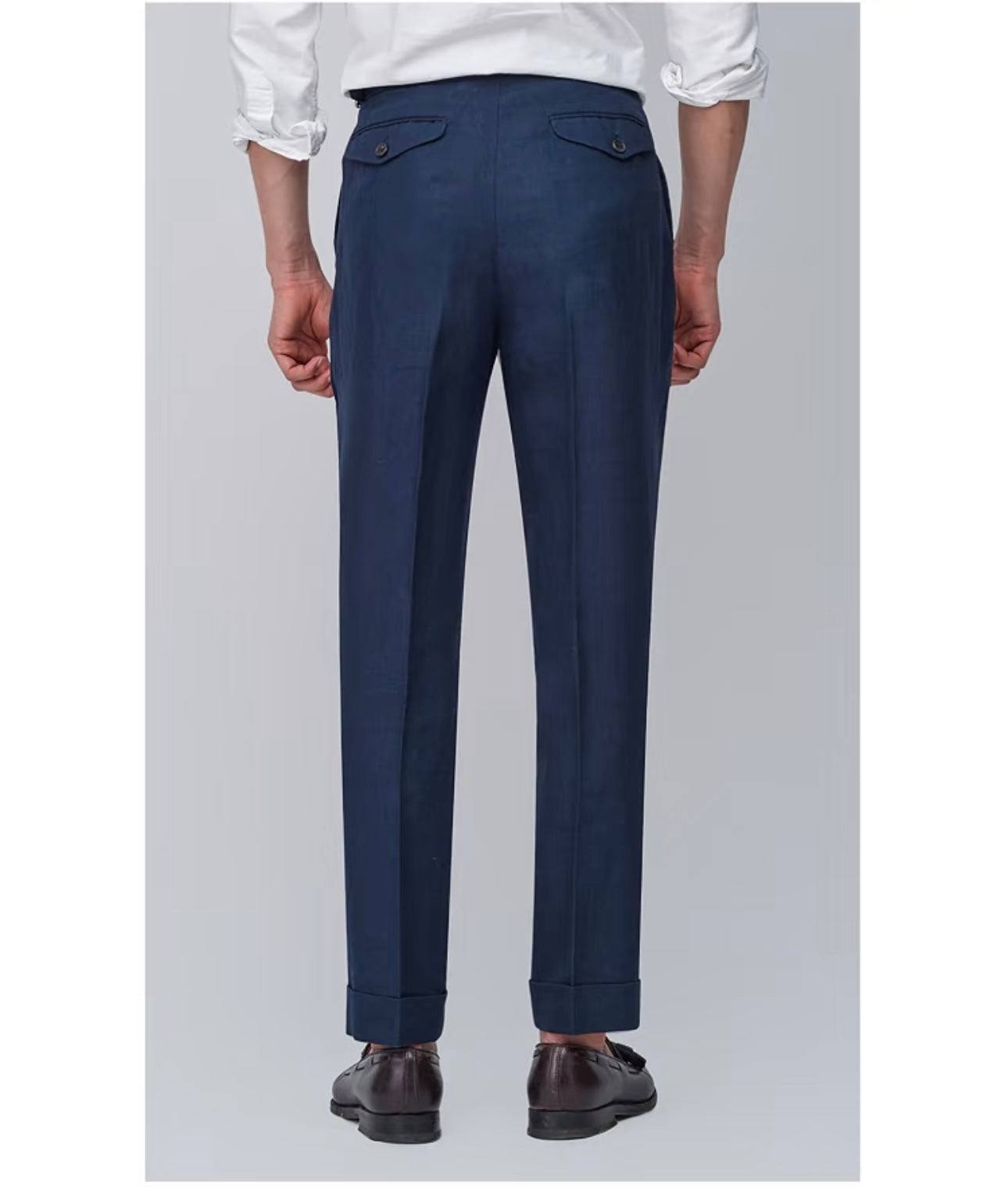Navy Blue Naples Linen Italian Trousers