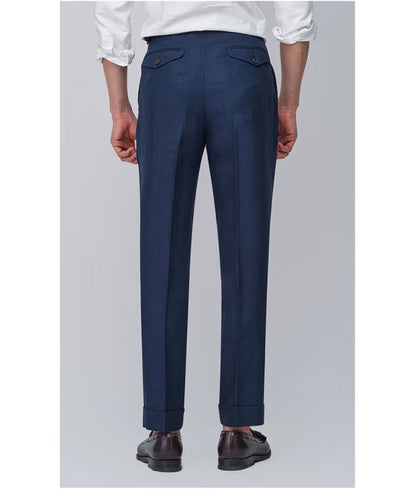 Navy Blue Naples Linen Italian Trousers