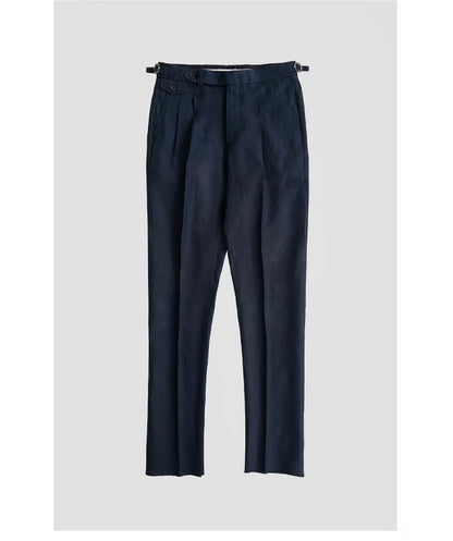 Navy Blue Naples Linen Italian Trousers