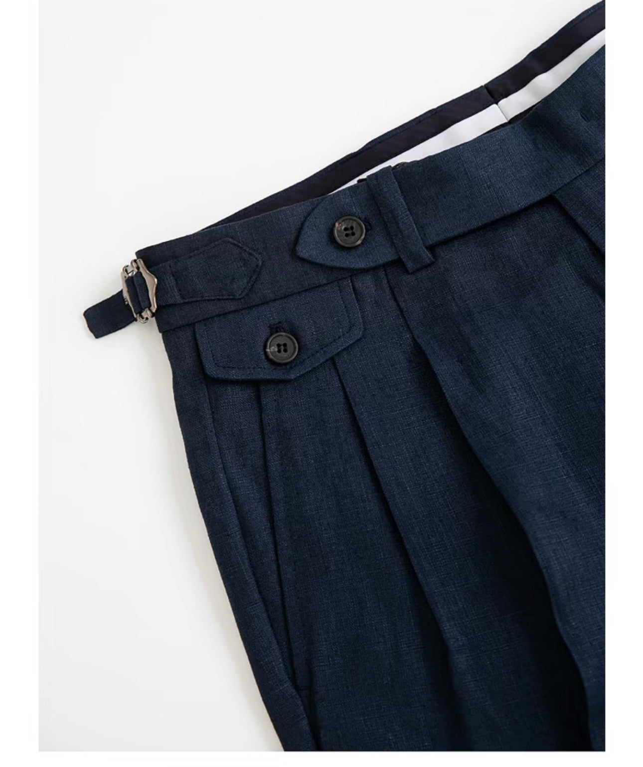 Navy Blue Naples Linen Italian Trousers