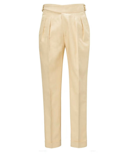 Off-White Linen Gurkha Bi-Fold Trousers