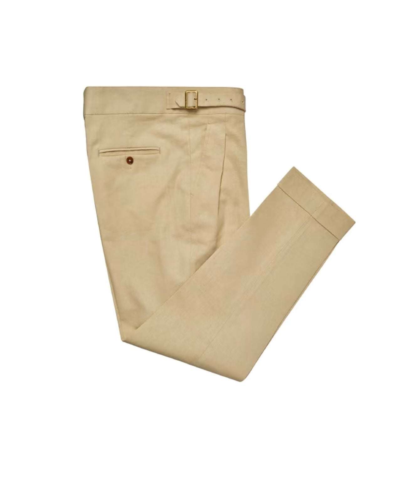 Off-White Linen Gurkha Bi-Fold Trousers