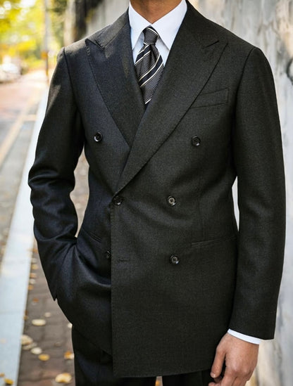 Dark Grey Flannel Double-Breasted Suit