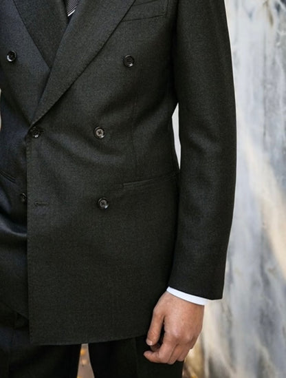 Dark Grey Flannel Double-Breasted Suit