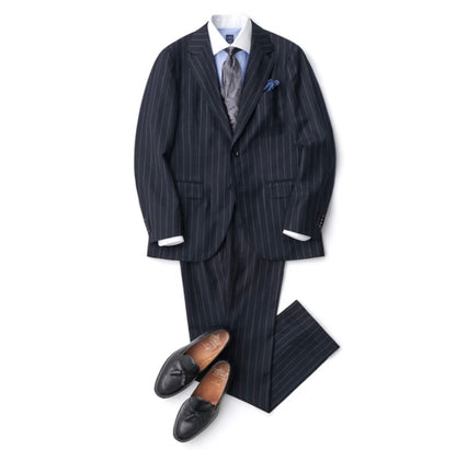 Navy Striped Wool Suit
