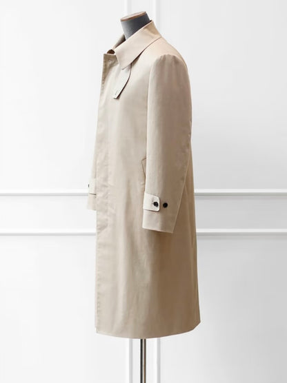 Balmacaan Khaki Cotton Coat