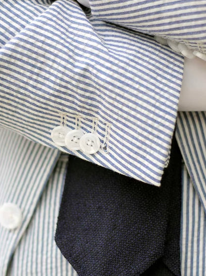 Blue And White Striped Seersucker Blazer